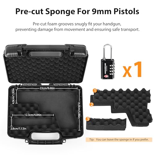 9mm Hard Gun Case with TSA Lock - Portable Handgun Storage
