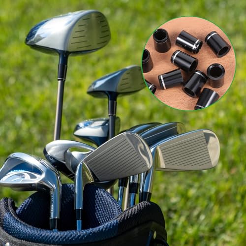 Golf Ferrules - 12 Pcs Black 0.335 Inch Tip with Silver Ring