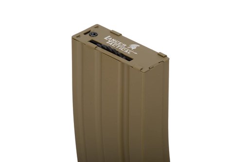 Lancer Tactical Full Metal M4/M16 300 Round High Capacity AEG Airsoft Magazine Clip High Tension Spring Feeds with Winding Wheel (Tan/Black X2)
