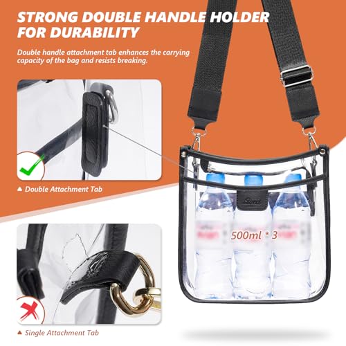 Clear Stadium Bag with 2 Long Straps - Beige/ Large