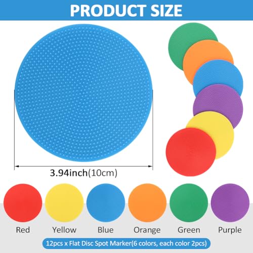 12-Pack Non-Slip Spot Markers - Colorful Training Discs for Agility