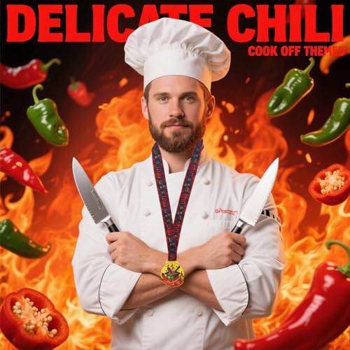 Chili Cook-Off Medal Set – 3 Winners Medals with Ribbons for 1st 2nd 3rd Place