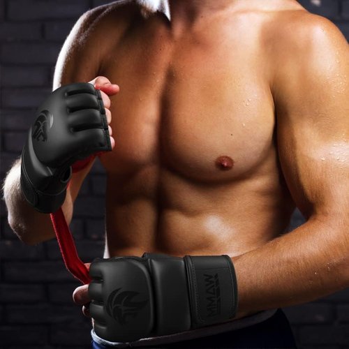 MAXForce EVE MMA Gloves - Anti-Injury Shock Absorbent Design - Half Finger, Open Palm for Muay Thai & Sparring