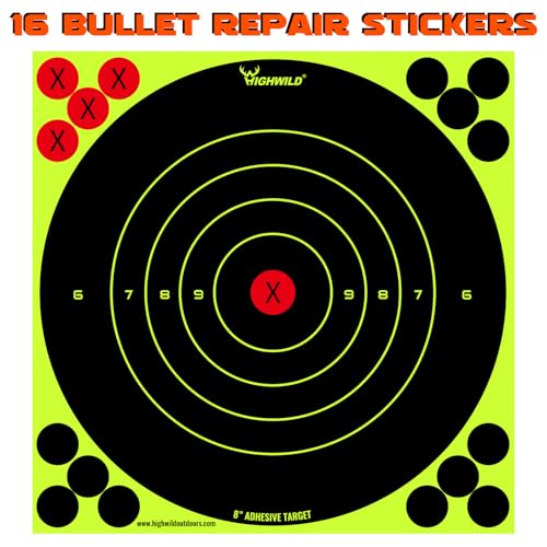 8x8 Inch Adhesive Splatter Shooting Target Stickers - 25 Pack