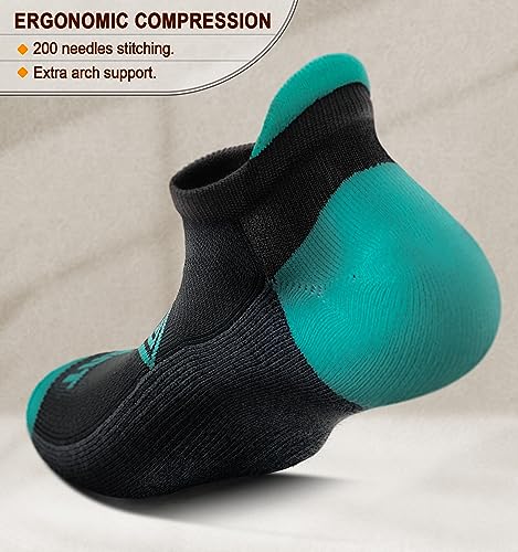 Women Cushioned Ankle Socks - Anti-Slip Y-Heel No Show 6 Pack - Black 2082