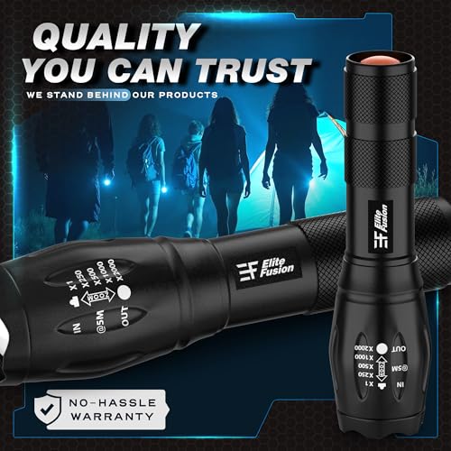 Compact LED Flashlight 2-Pack - 5 Modes, Zoom, AAA Powered