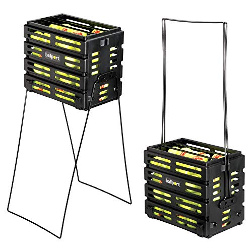 Tennis Ball Hopper - Durable Lightweight Design, Holds 80 Balls - Black