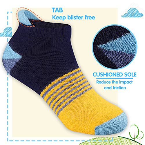 Comfoex Boys Socks 4-10 Years, 6 Pairs Half Cushioned Short Ankle, Multicolor 7-10 yrs variation