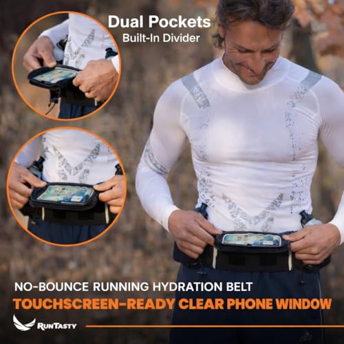 Hydration Belt - Premium Running Fuel Belt with 2 BPA-Free 10 oz Bottles - Stylish Black