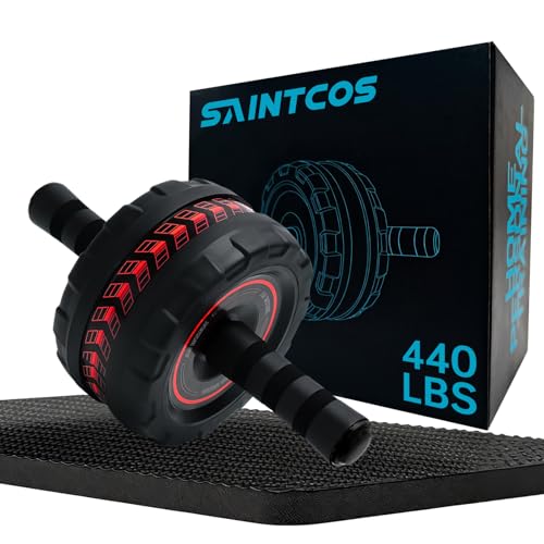 Ab Roller Wheel with Knee Pad - Core Strength Trainer Red