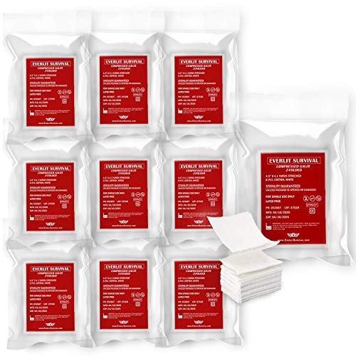 Everlit [10 Pack] Z-Fold Sterile Compressed Gauze 4.5 x 4.1 Yards - First Aid & Bleeding Control