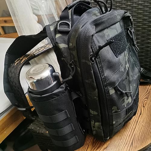 Tactical Water Bottle Pouch - Compact EDC Utility Bag - Black