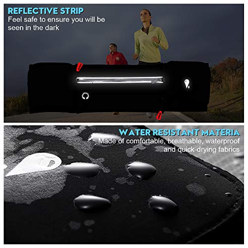 Running Belt Bag with Foldable Water Bottle Holder - Black