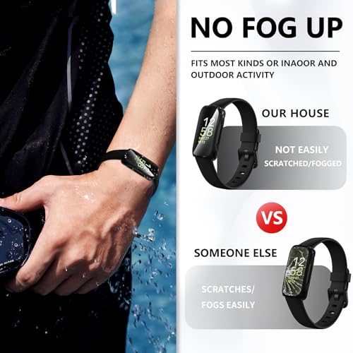 Suoman Black 4 Pack Fitbit Inspire 3 Screen Protector Cases - Full Cover TPU