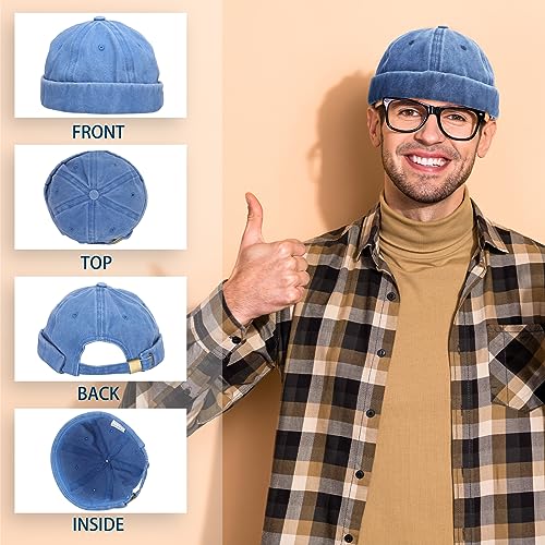 Janmercy 12-Pack Brimless Cotton Hats for Men & Women Adjustable Skull Caps