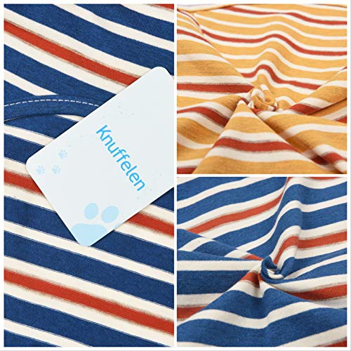 Knuffelen Medium Dog Shirt 2-Pack Cotton Striped T-Shirts for Small Dogs, Blue & Yellow