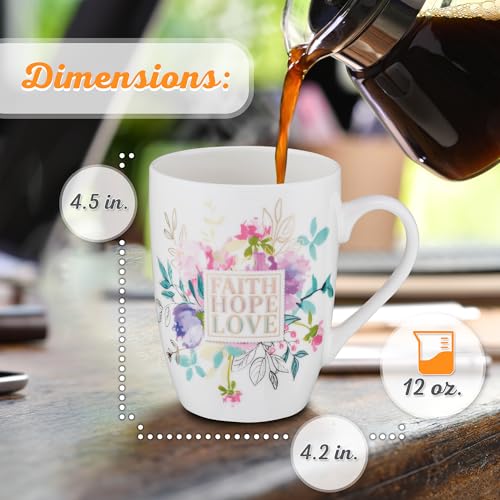 Inspirational Coffee Mug - Faith Hope Love - 12oz Ceramic