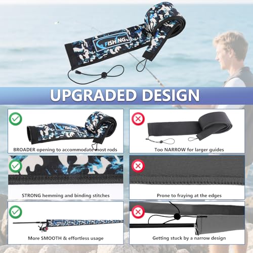 Blue Camo 58-Inch Neoprene Fishing Rod Sleeve - 2 Pack by KPEPIX