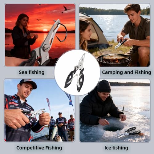 Stainless Steel Fishing Pliers - Multi-Tool with Line Cutter & Hook Remover