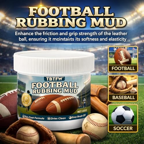 Football Rubbing Mud Kit - 16oz Conditioning Mud with Brush, Towel & Gloves