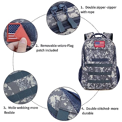 Tactical Camo Boys Backpack with USB Port - Waterproof School Bag