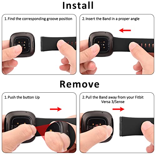 Fitbit Versa 4 & Sense Bands - Classic Soft Straps - Black/Black - Large