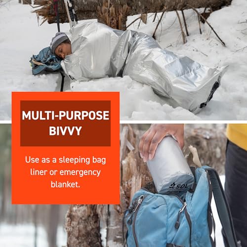 SOL Thermal Bivvy Emergency Survival Tent with Rescue Whistle, 80% Heat Retention, 84x34 Inches
