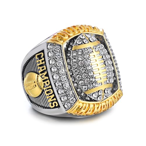 Football Championship Ring - Size 11, Two-Tone Gold & Silver