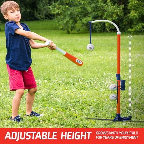 Adjustable T-Ball Set for Kids - Baseball Batting Tee with Soft Balls