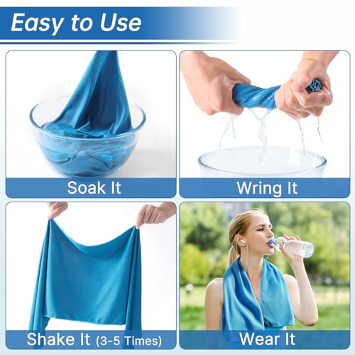 Cooling Towels - 4 Pack Instant Cooling Towels for Neck & Face - Blue