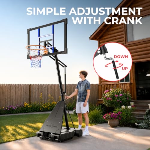 Adjustable Basketball Hoop 10FT with 44 Inch Backboard - Blue