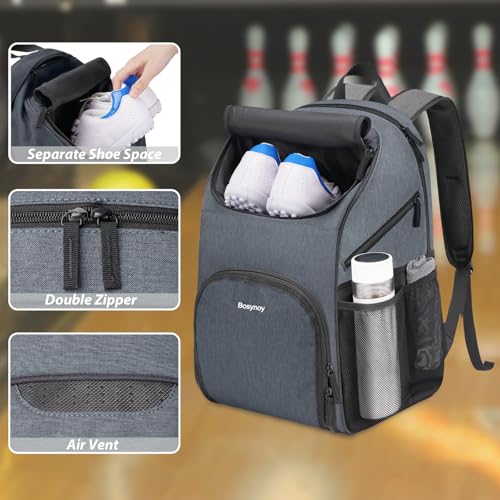 Bowling Backpack with Shoe Compartment - Grey, Fits Size 16