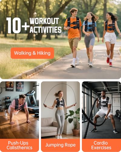 Renoj 10lb Black Weighted Vest for Women Men - Exercise & Training Gear