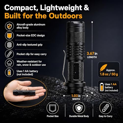 MVIOCS 3-Pack Mini LED Flashlights with Red, Green, Blue Lights, Zoomable, Portable Torch for Camping & Outdoor Use