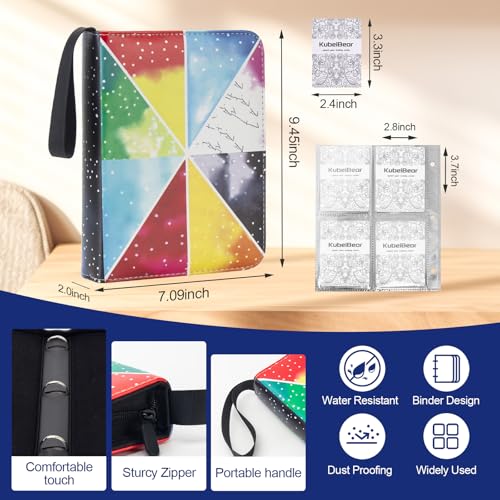 Card Binder – 400 Capacity Zippered Trading Card Holder – Colorful Patchwork, 4 Pocket