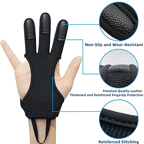Three-Finger Archery Gloves for Men and Women - Leather Shooting Protector