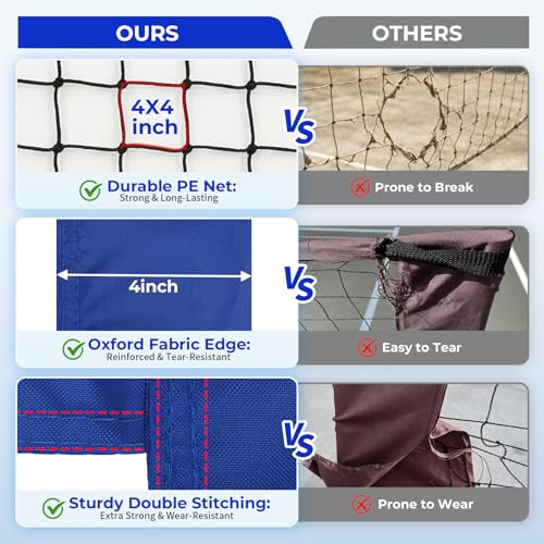 Outdoor Volleyball Net Set - 32ft/16ft Blue+White, Adjustable Poles