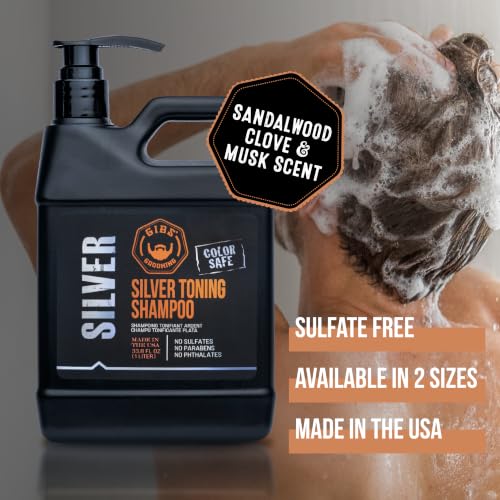 GIBS Grooming Vanilla Silver Toning Shampoo 33.8 oz for Men - Color Safe & Sulfate-Free