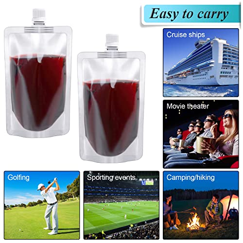 24 Pack Reusable Plastic Flasks - 8 Oz Leak-Proof Drink Pouches