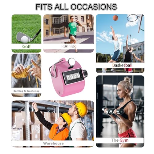 4-Digit Mechanical Handheld Tally Counter - Pink