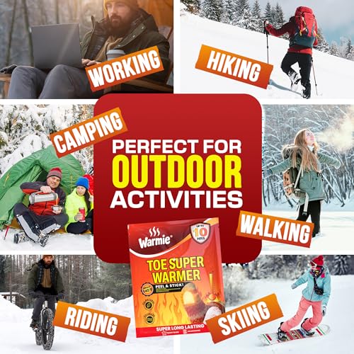 Warmie Toe Warmers with Adhesive Backing - Air-Activated, Long-Lasting, Odorless, All-Natural, 10 Pairs