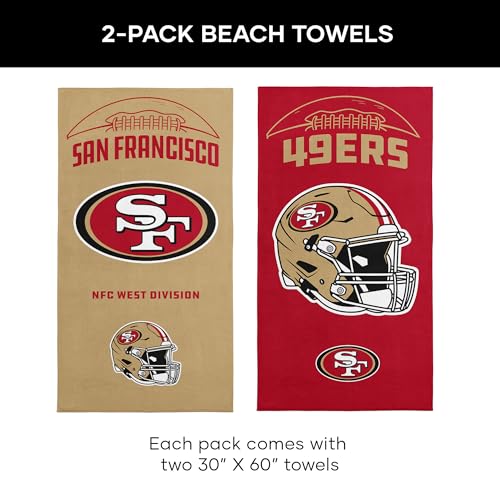 NFL Beach Towel 2-Pack - San Francisco 49ers Gamebreaker 30" x 60"