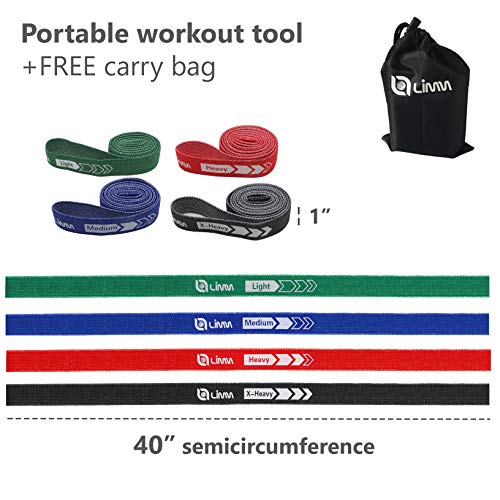 Limm Multicolor Fabric Resistance Bands Set - 40 Inch Loop Bands for Legs, Butt, Yoga & Pilates - 4 Pack