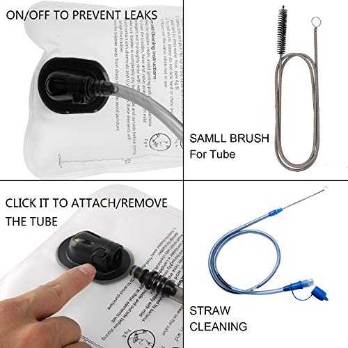 2L Blue Hydration Bladder with Cleaning Brush - Leak Proof Water Reservoir for Hiking & Camping