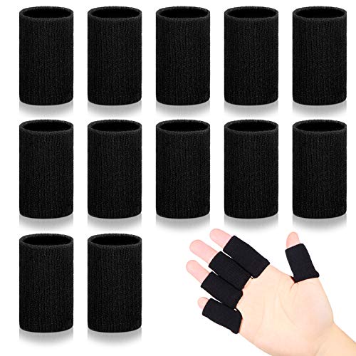 Breathable Elastic Finger Sleeves for Joint Compression - Black
