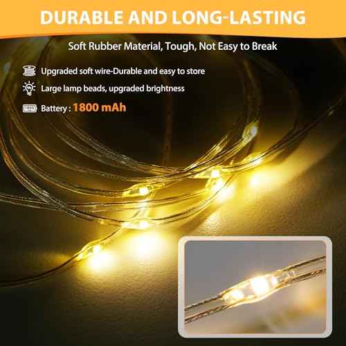 2Pack Camping String Lights, 4 in 1 Quick Storage 32.8FT Rechargeable Tent Lights with 6 Modes Hanging Waterproof Camp Lamp Camping Essentials for AwnTent Hiking Garden Bedroom Festival (Warm White)