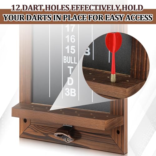 Dart Scoreboard with Dart Holder - Charcoal Brown Trim & Bottle Opener