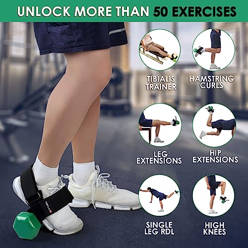 TOPJUM Jet Black Dumbbell Foot Attachment for Leg & Tibialis Strength Training