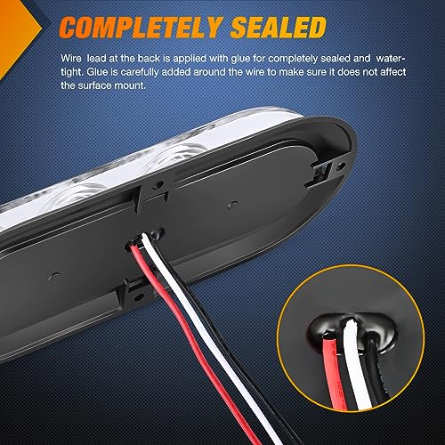 Nilight 6 Pack 6 Inch Red & White Trailer Tail LED Lights with Screws