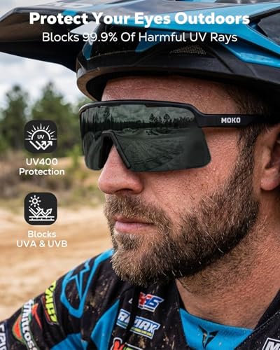 Polarized Running Sunglasses - Lightweight TR90 Cycling Glasses - Black Gray
